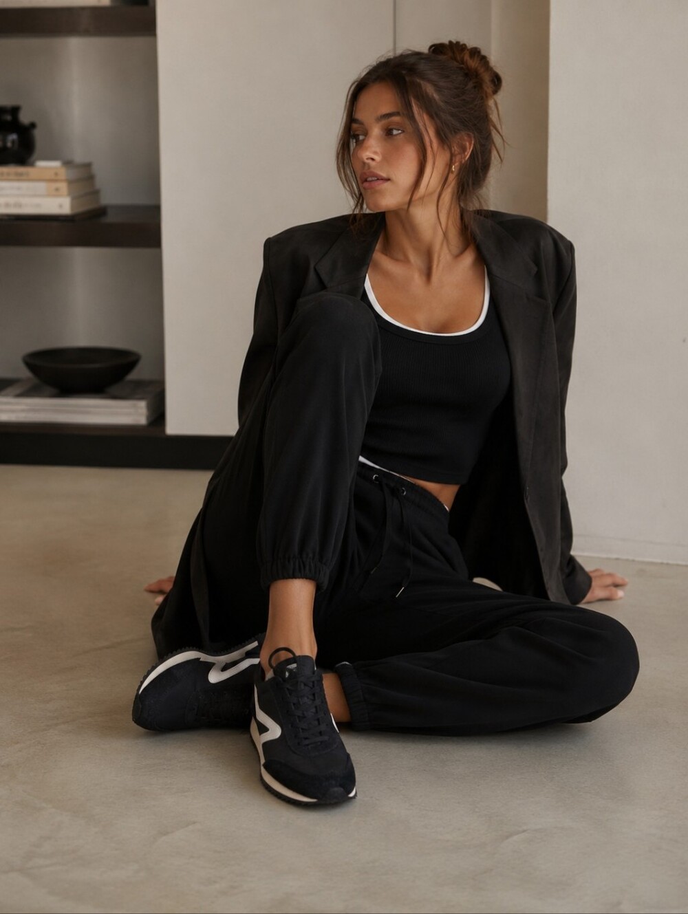 Rag & Bone Women's Black Casual Runner Sneakers with White Accent - Picture 3 of 9